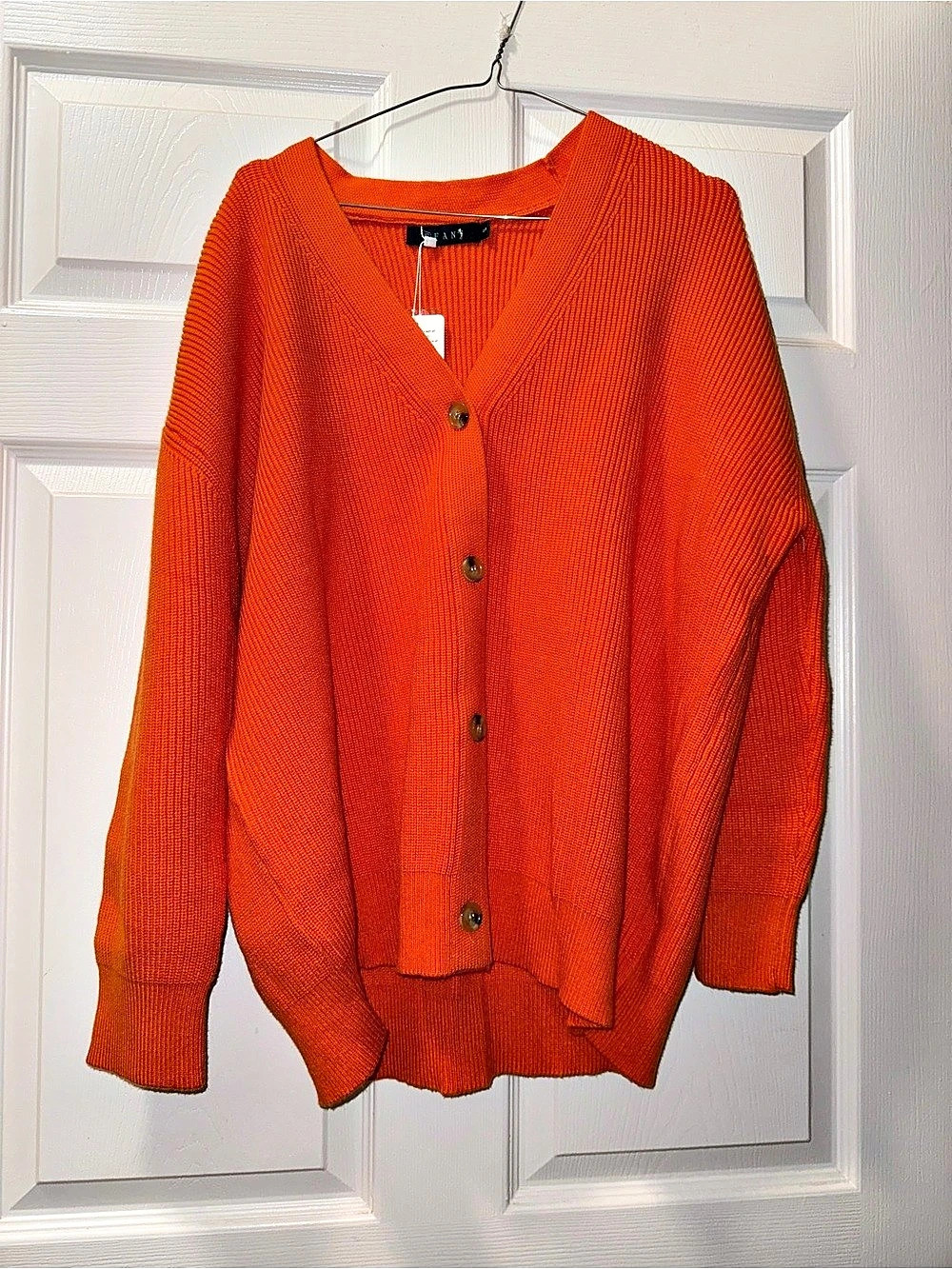 Cream V-Neck Cardigan in Orange Size Small NWT